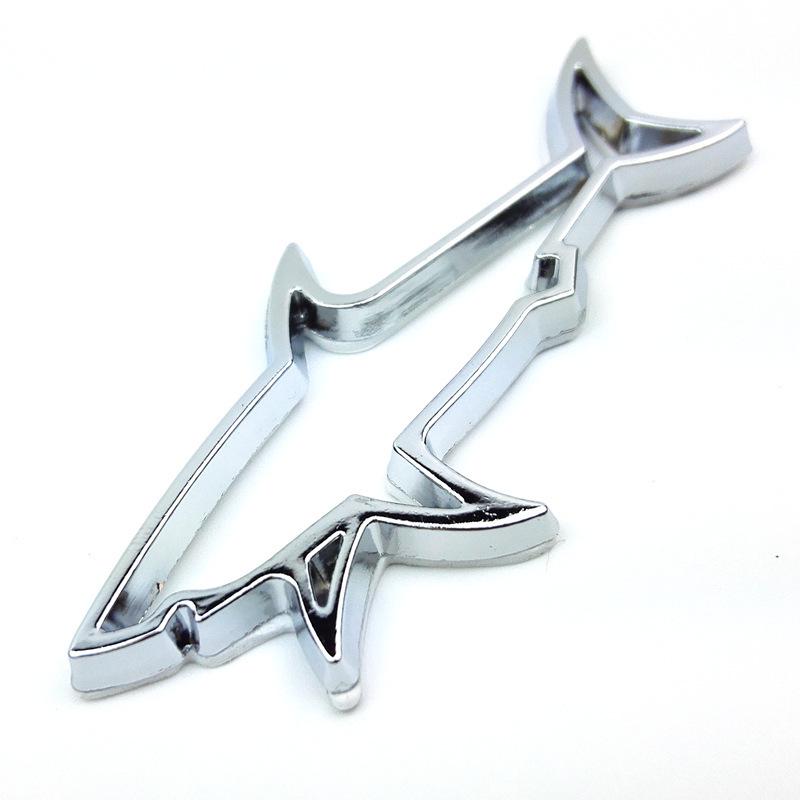 

Металлическая 3D наклейка на автомобиль в виде акулы: Полая наклейка на хвост рыбы и боковая наклейка для автомобильных модификаций Silver (One piece)