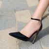 Women OL Sexy 12cm Point Toe Heels Ladies Stiletto Shoes Pointed Toe Shimmer Sexy Buckle 12cm Heel WZ