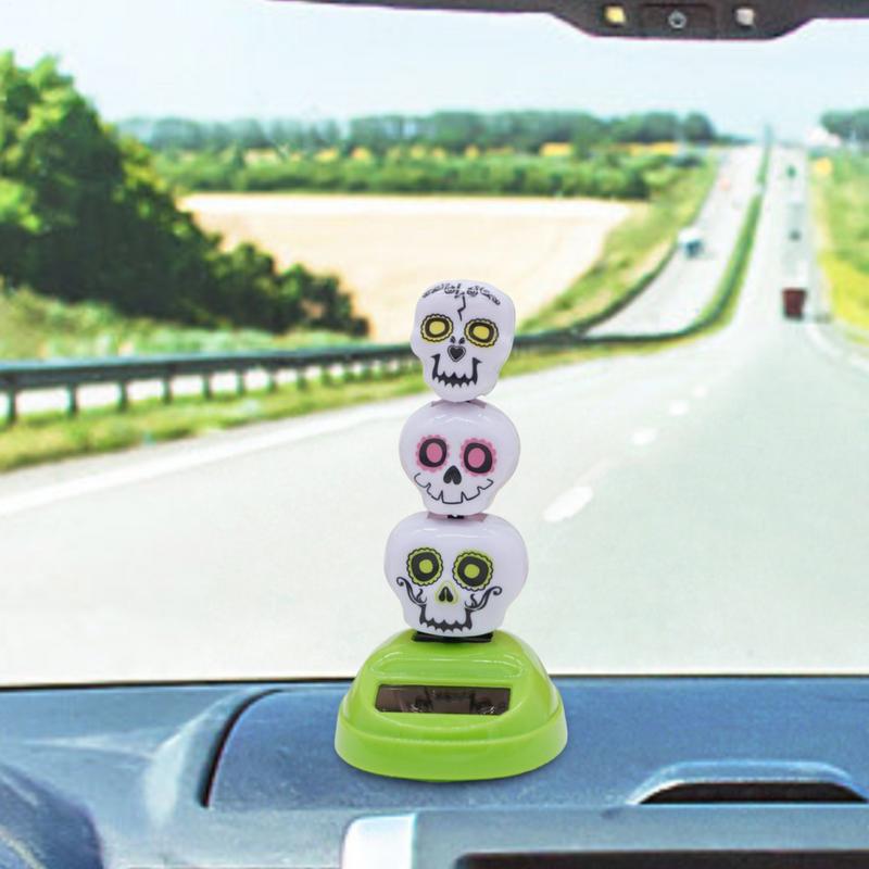 

Солнечные игрушки для окна, качающиеся, 3 головы черепа, милая фигурка, устойчивые к погодным условиям, аксессуары для интерьера автомобиля, настольное украшение для помещения CHINA