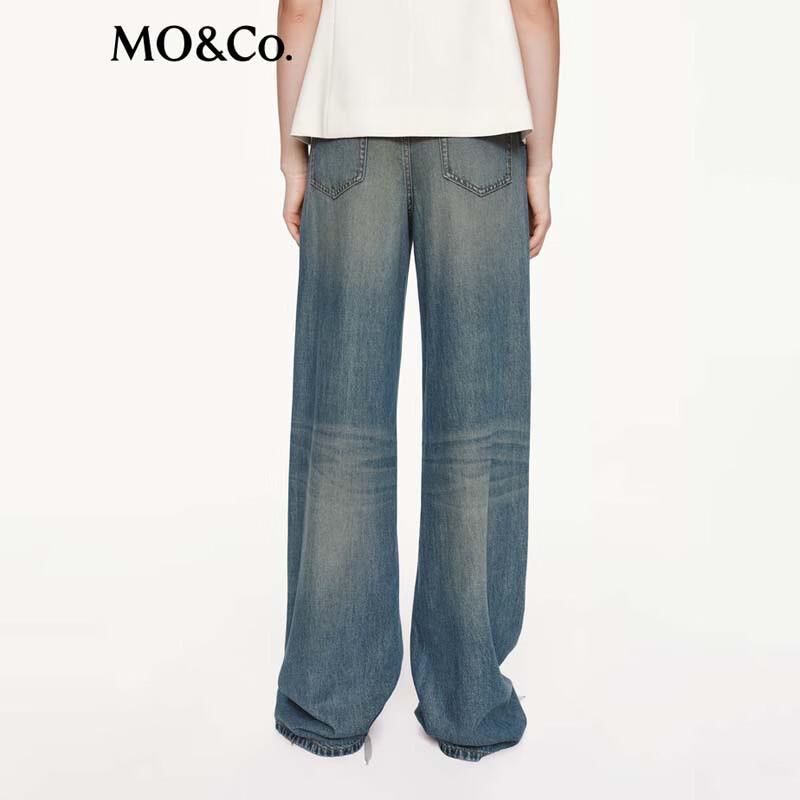MO&Co. Women's Mid-Rise Straight-Leg Denim Trousers