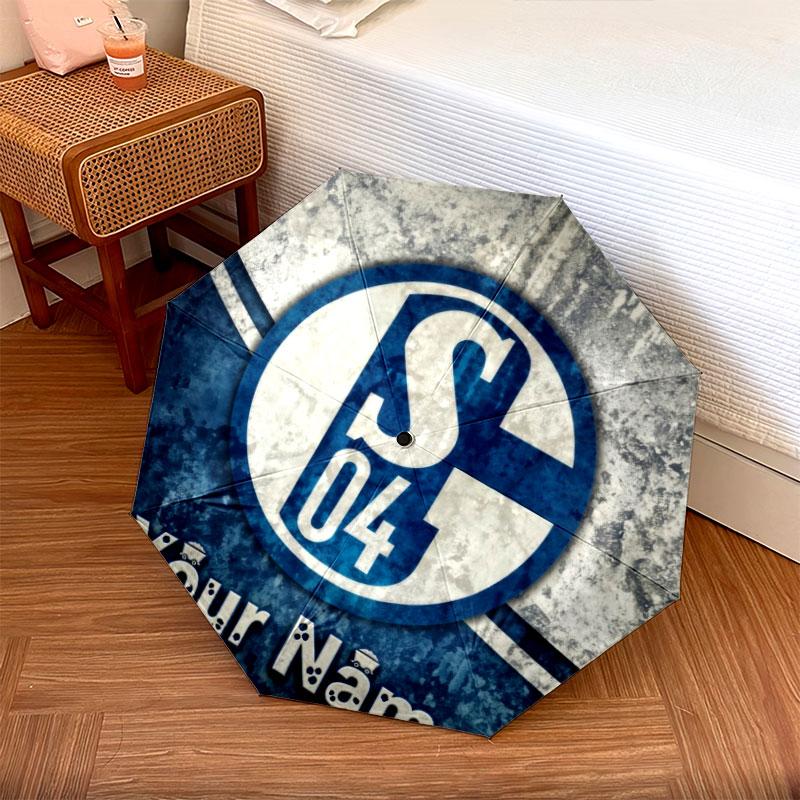1 PC Automatic Folding Umbrella - FC Schalke 04 Custom Name Pattern, Portable & Foldable Design with 8 Ribs, Christmas Birthday Gifts