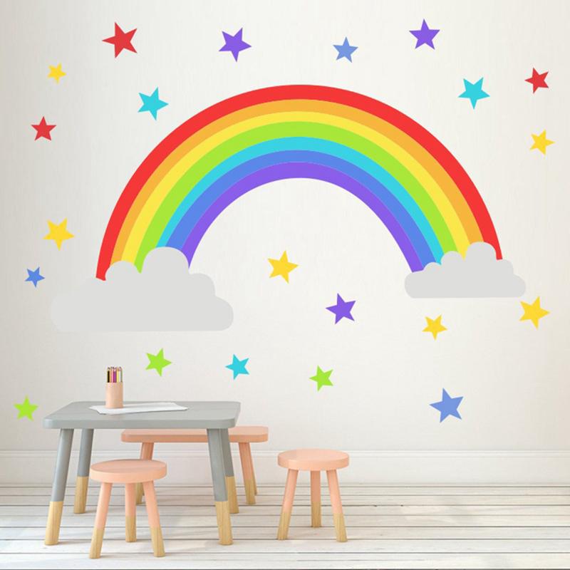 Rainbow Stars Wall Sticker Kids Bedroom Window Decals Vinyl Art Murals Removable
