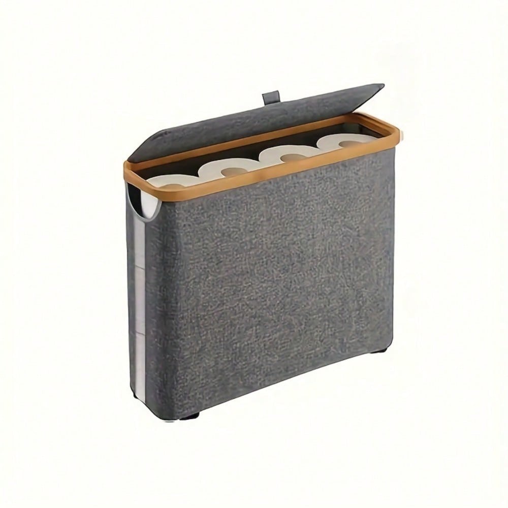 Bamboo Toilet Paper Holder , Multi-Functional Collapsible Bathroom, Bedroom, Dormitory Storage Basket, Laundry Basket