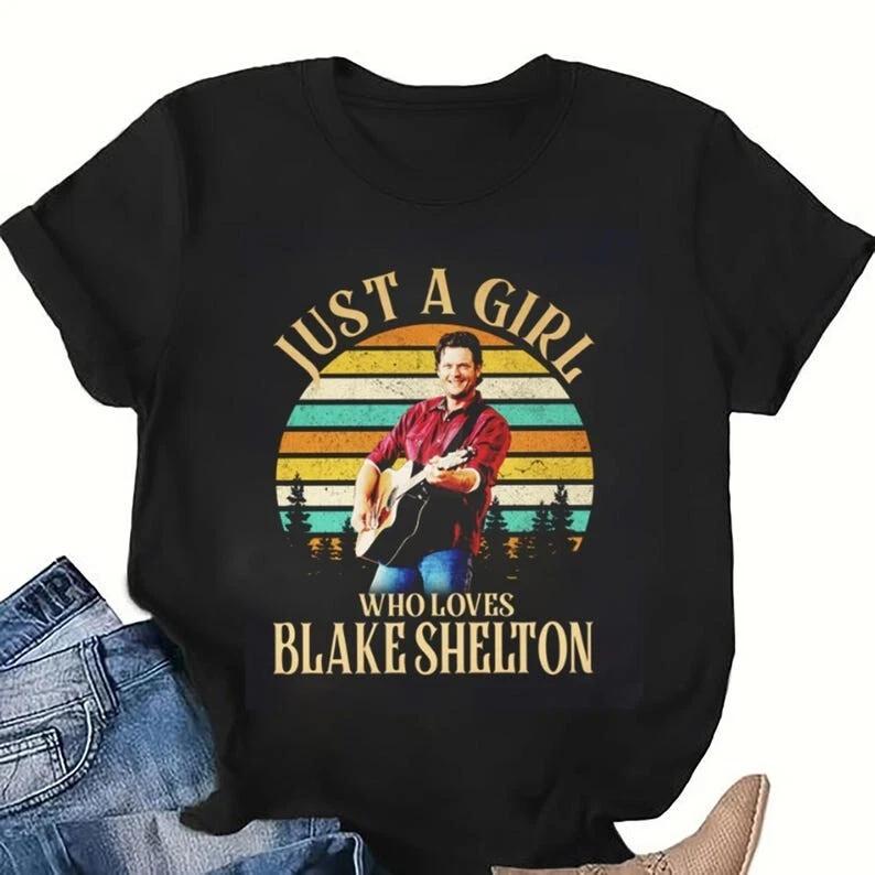 Just A Girl Who Loves Blake Shelton 2025 Tour Unisex Black Shirt S