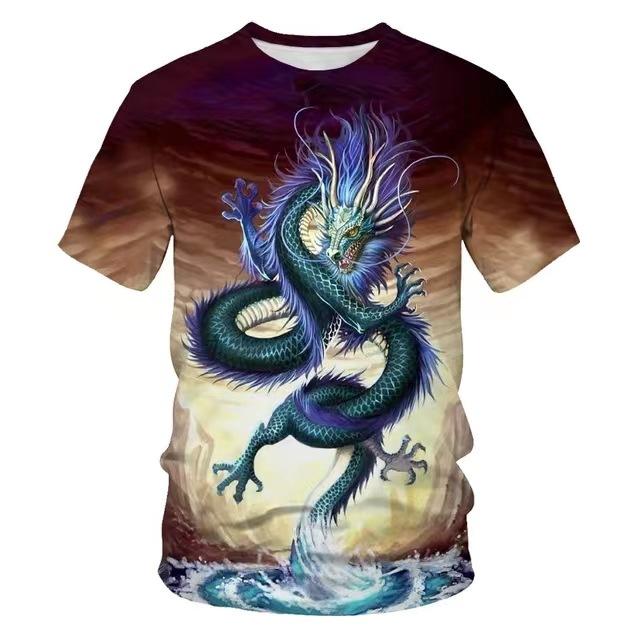 T-shirt Esclusivamente da Uomo, T-shirt a Maniche Corte Girocollo Stampata Digitalmente 3D L