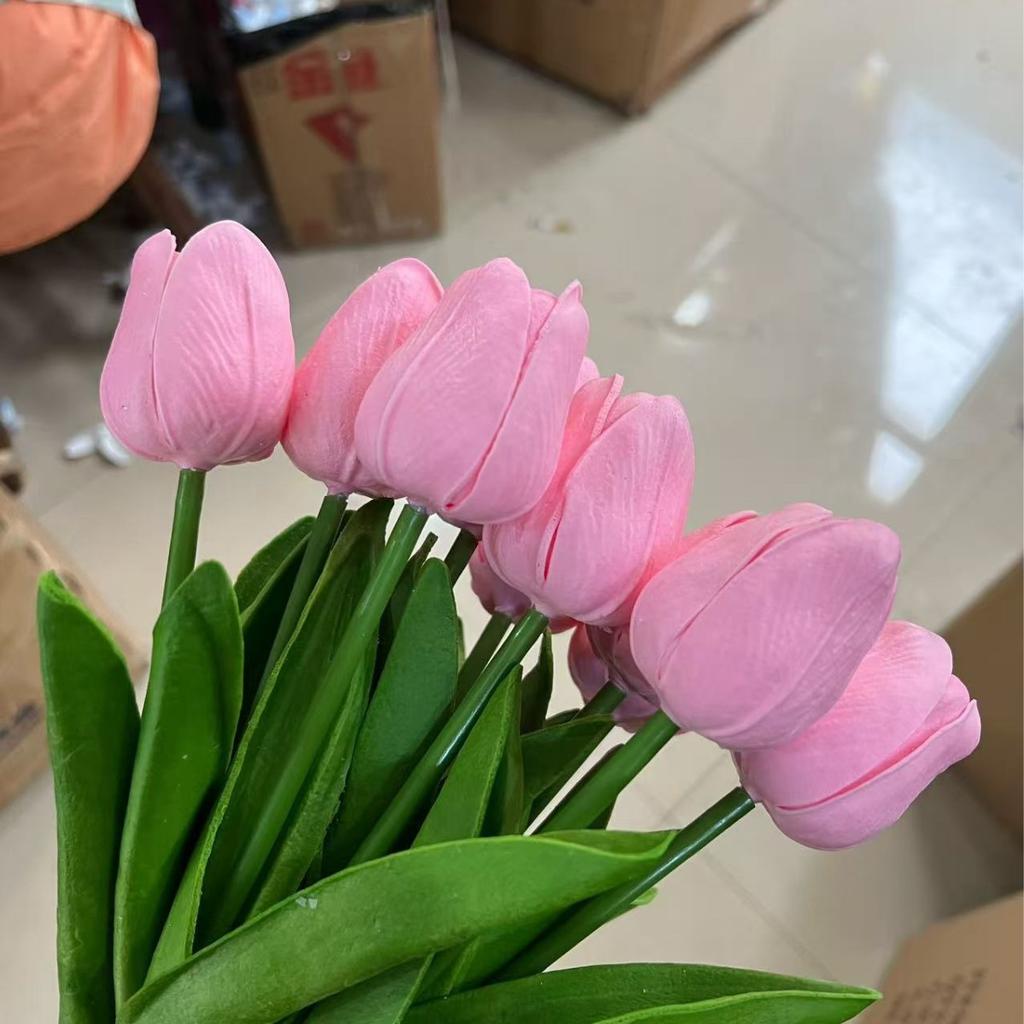 10Pcs Tulip Flowers Artificial Tulip Bouquet PE Foam Fake Flower for Wedding Ceremony Decor Home Garden Bouquet Decoration