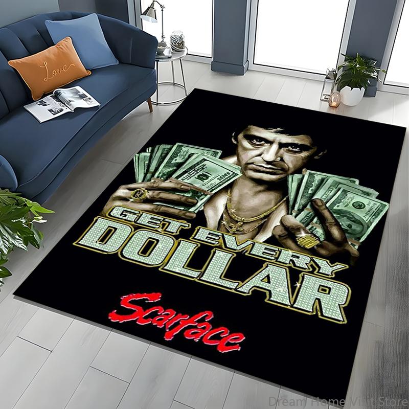 Tappeto Classico Scarface Tony Montana Movie Art per Camera da Letto Soggiorno Divano Decorazione Zerbino per Casa, Grande Tappeto Antiscivolo per Bambini