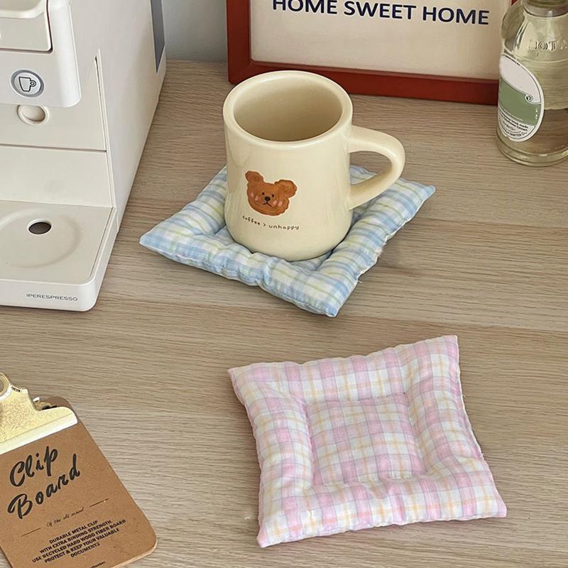 1PC Table Mat Placemat Dining Table Kitchen Heat Resistant Cup Mat Homemade Cotton Cup Mat Fabric Photography Props 15x15cm