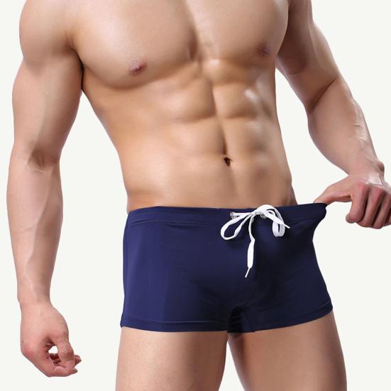 Herren Schwimmshorts Kordelzug Elastischer Bund Weich Schnelltrocknend Atmungsaktiv Schlanke Passform Einfarbig U-förmige Wölbung Mittlere Taille Badehose Boxershorts Surfen