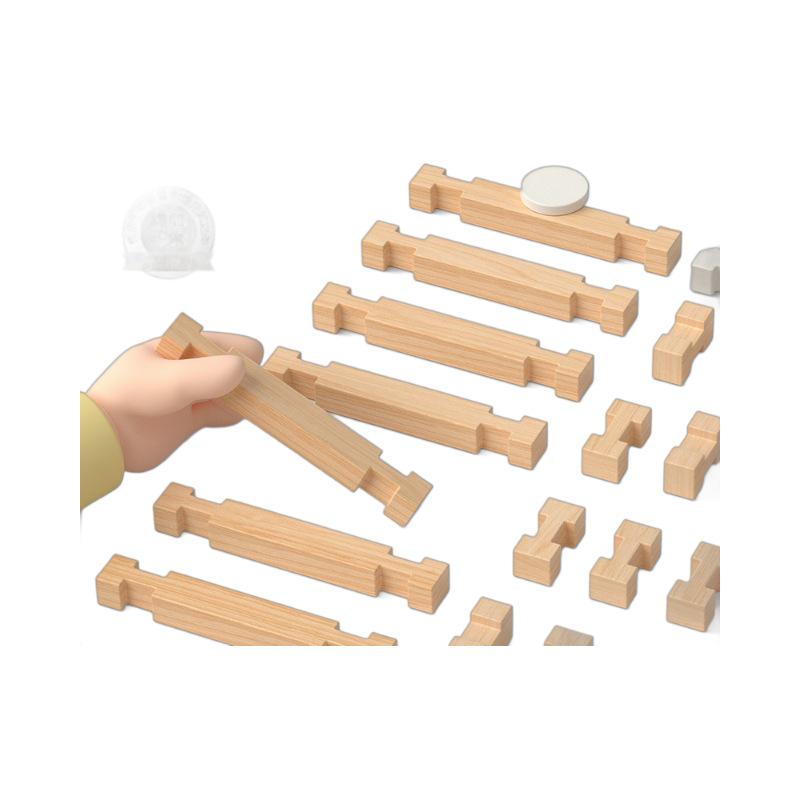 Educational Children's Wooden Building Blocks - Luban Mortise & Tenon, Free Assembly Cabin Gift for June 1st