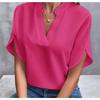 BITCED Women's Fashion Casual Solid Color Print Short Sleeve V Neck Blouses & Shirts International Design