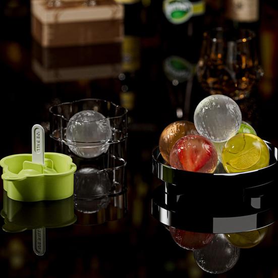 Ice Ball Mold Large Spherical Silicone Ice Ball Maker Fast Freezing Clear Bubble-Free Ice Ball Push-Release Ice Tray for Whiskey Wine Cocktails