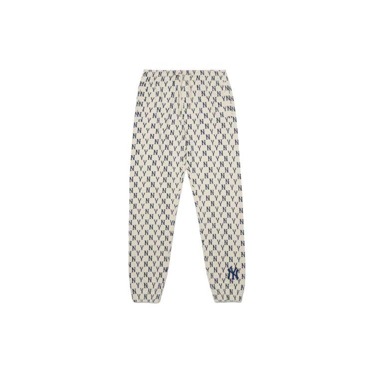 MLB Vintage Logo Loose Mid-Waist Drawstring Cuffed Knit Sweatpants Unisex bottoms Cream 3ATPM0121-50CRS