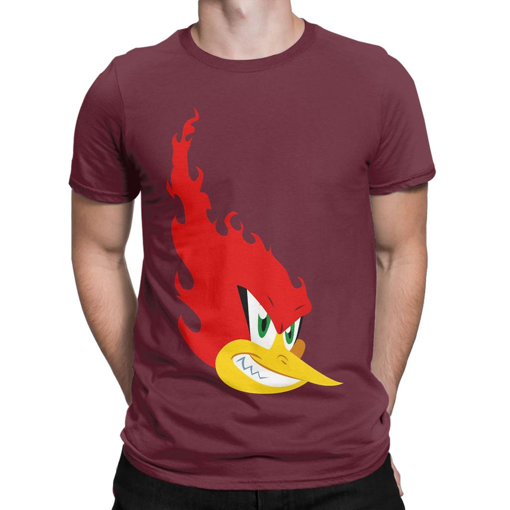 Flamey Woody Lustiges 100% Baumwoll-T-Shirt Woody Woodpecker T-Shirts Oberteile Für Unisex
