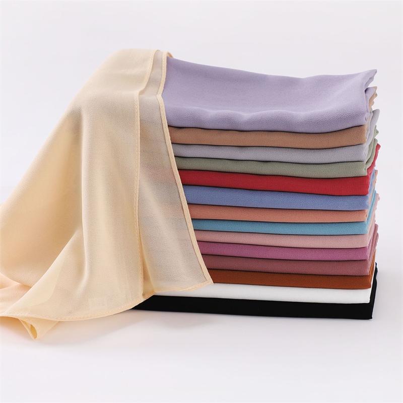 Muslimischer Chiffon Hijab Schal Einfarbiges Quadratisches Kopftuch für Frauen Hijabs Schals Jersey Hijabs Islamischer Turban Stirnband Schal