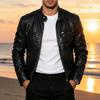 Men's slim stand-up collar PU leather jacket spring and autumn new motorcycle jacket multi-color fashion casual jacket leather jacket