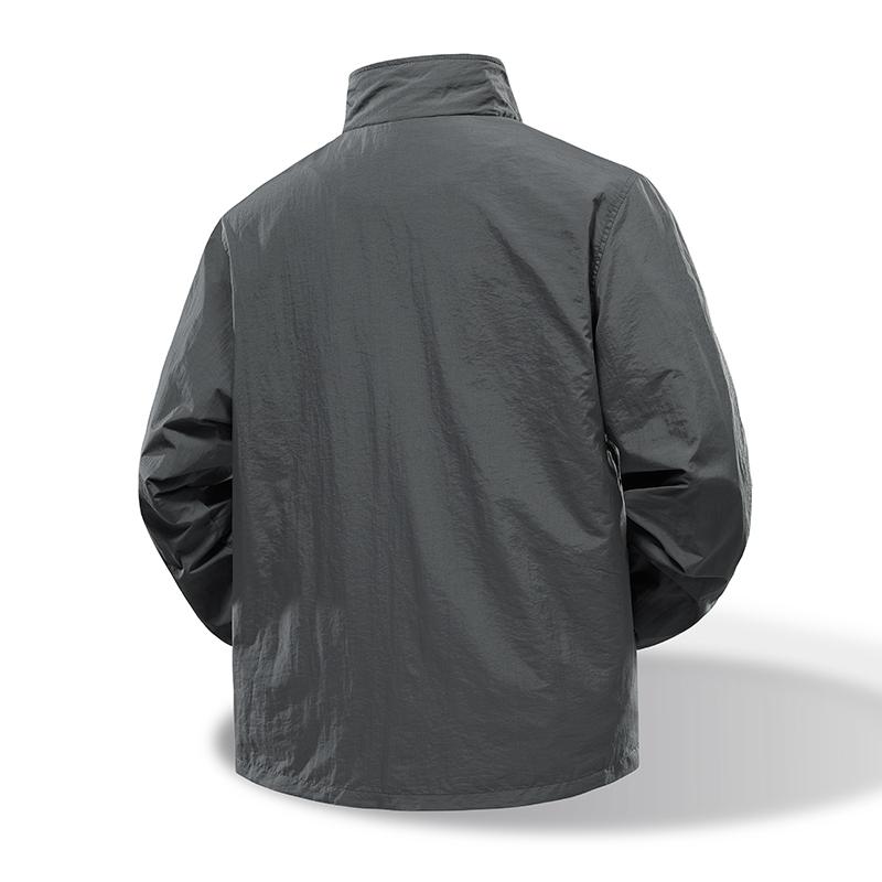 Spring and Autumn New Nylon Outdoor Jacket Men's Stand Up Collar Work Uniform Windproof and Waterproof Splicing Coat