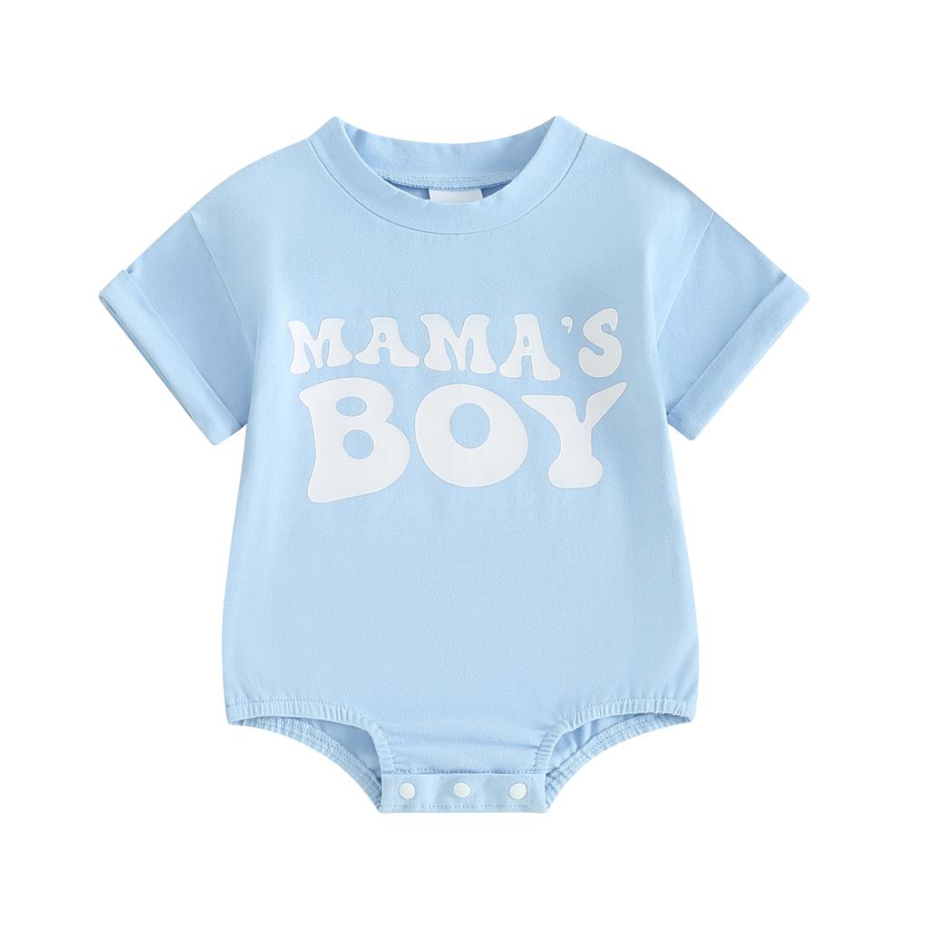 Infant Baby Boy Summer Jumpsuit Letter Print Round Neck Short Sleeve Romper Toddler T-Shirt Clothes