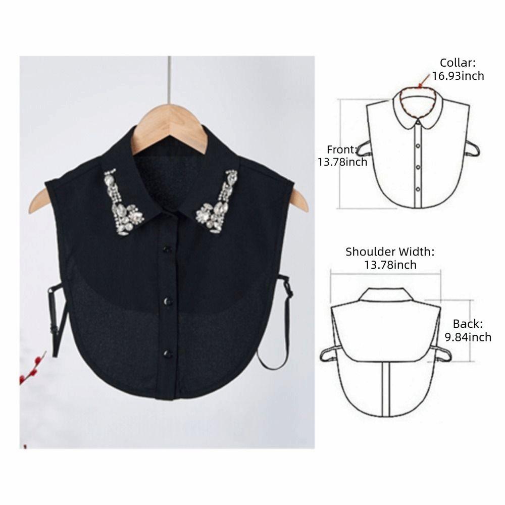 Korean Fashion Fake Collar Rhinestones Lace False Shirt Collar Elegant Easy Hand Wash Shirt Collar Party Wear