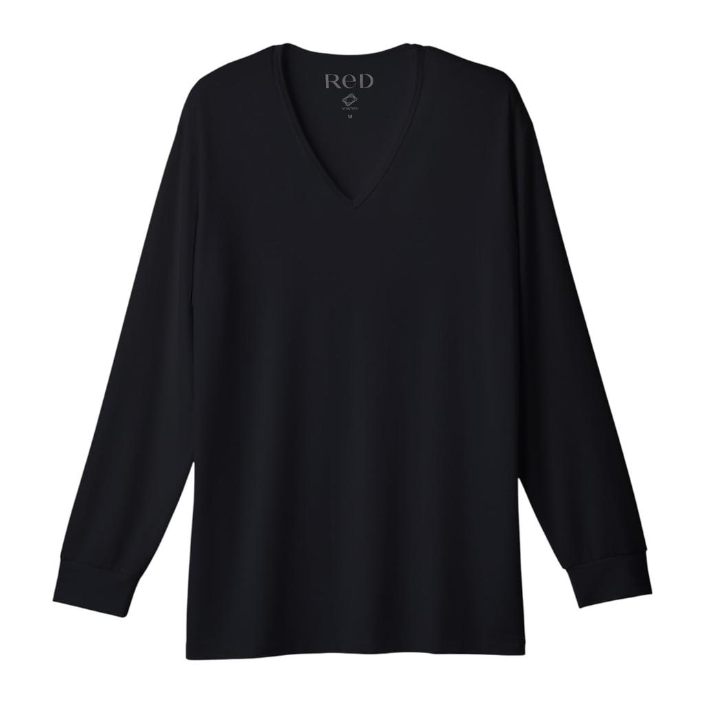 Red Recovery Wear Long Inner General Medical Device Vital Tech Gift [ReD] [Official] V-Neck Innerwear, Sleeve, Men's Shirt, (JP, Alphabet, Small,