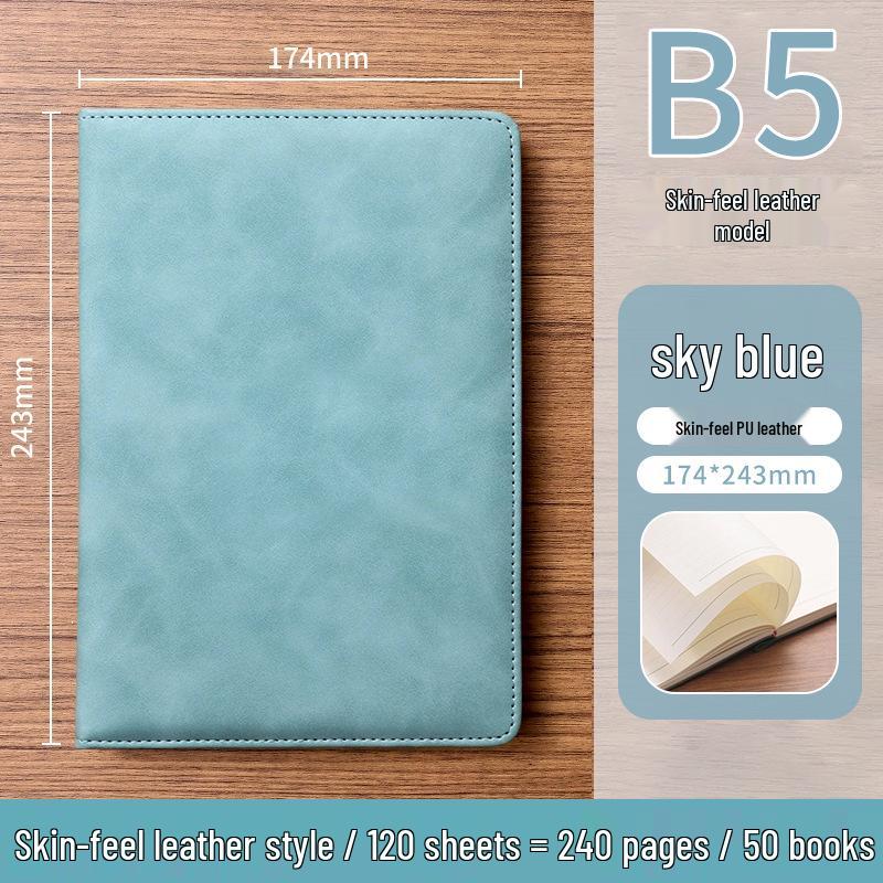 A5 Soft Leather Suede Notebook with Custom Logo - Simple B5 Business Meeting Journal, Large Thick Diary