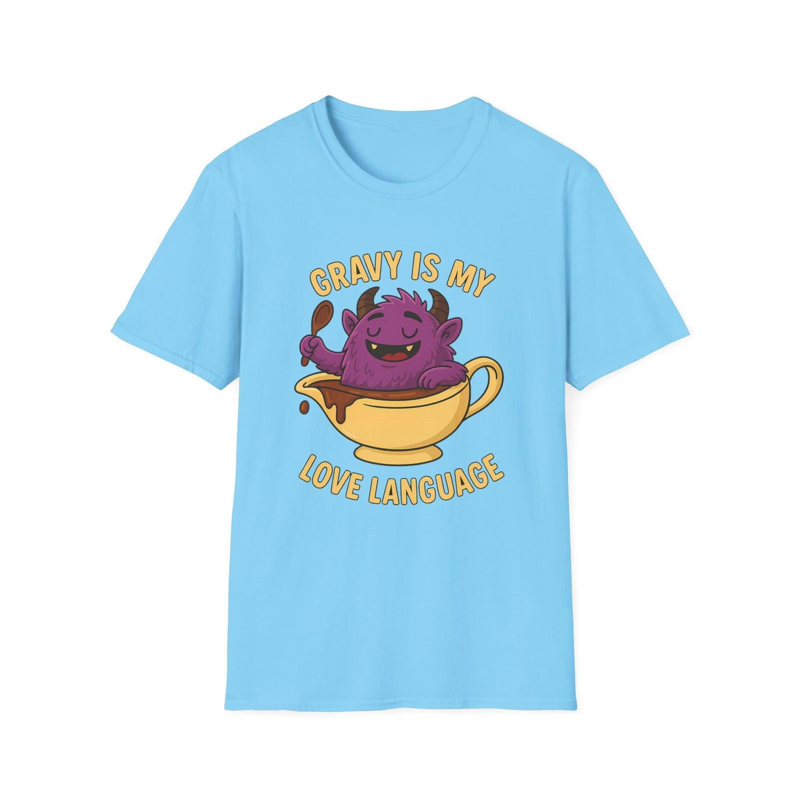 Unisex Softstyle T-Shirt Mens Womens Tees Top Gravy Is My Love Language Cute Monster, Thanksgiving 4XL