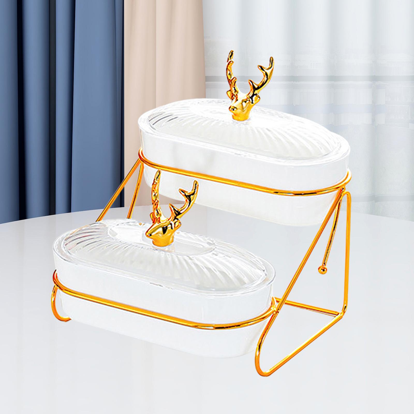 

Dried Fruits Tray Multi Use with Lid Appetizer Tray for Snack Appetizer Nuts 3 layer amber