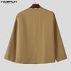 INCERUN Plus Size Men Collarless Long Sleeve Buttons Down Casual Loose Oversized Shirts
