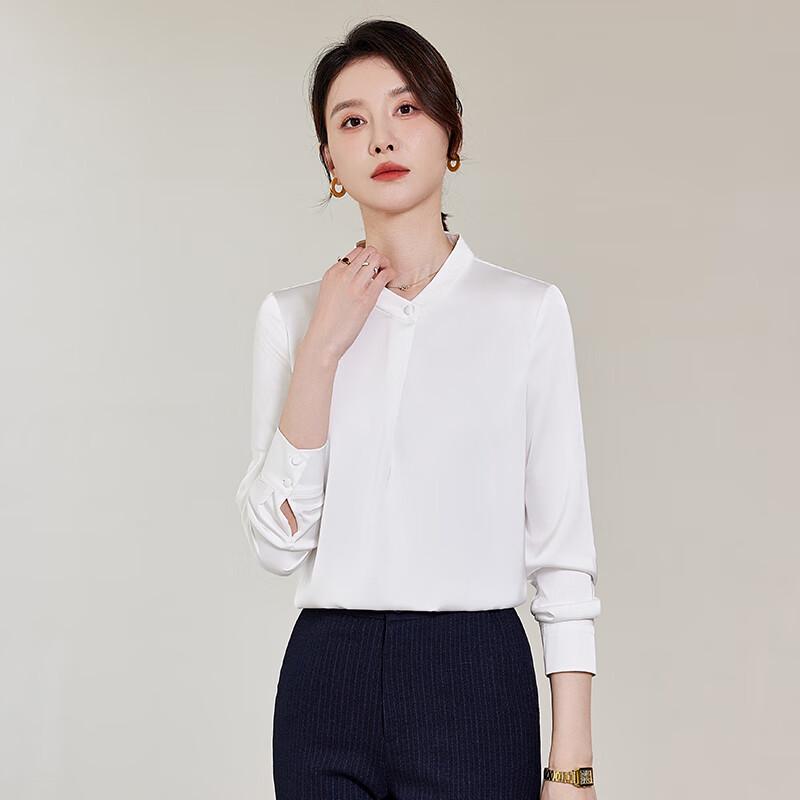 KASEYE Damen Langarm Bluse mit Stehkragen, Professionell