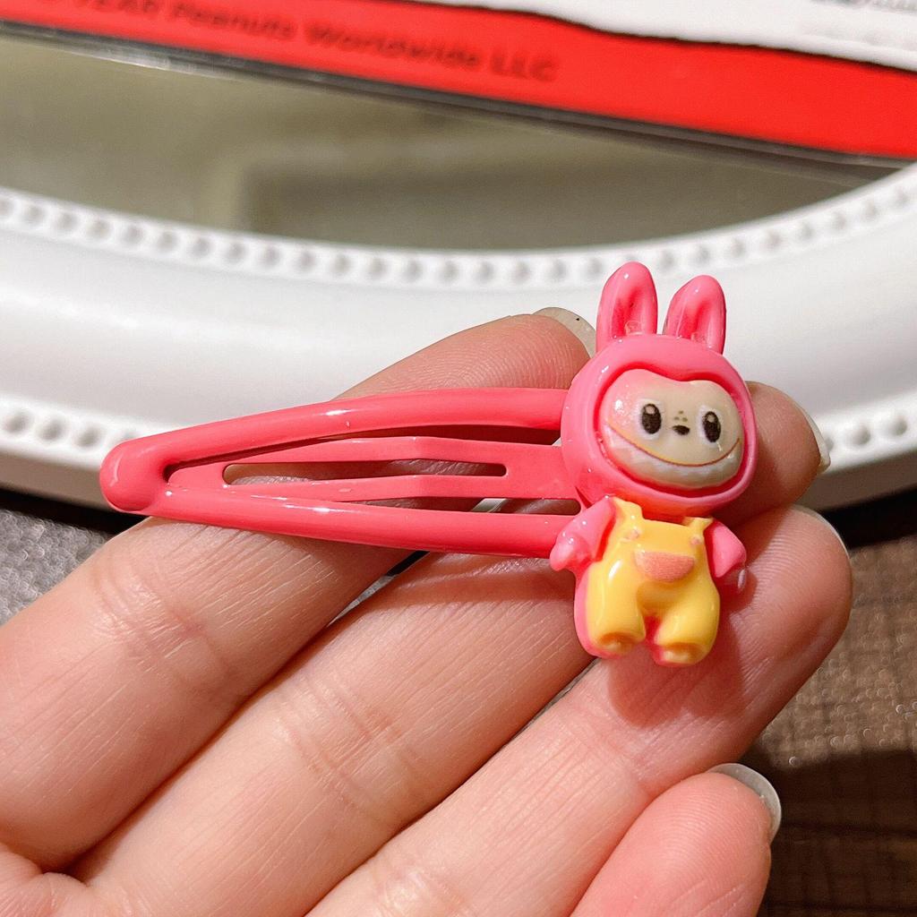 Labubu Candy Color BB Clip: Sweet Cartoon Side Bangs Hair Clip for Girls - Gentle On Hair.