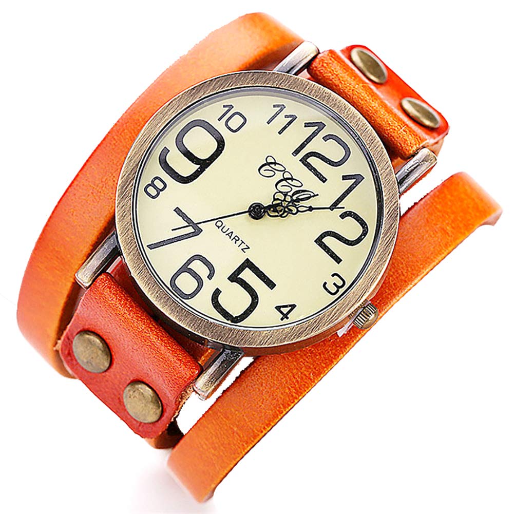 ZooooM Bracelet-style Watch Design Needle Dial Fake Watch Band Military Fashion Casual Stylish Analog (Vintage Orange) ZM-BURETOKE-OR