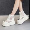 Platform White Shoes Women's 2025 New Summer Breathable Hollow Mesh High-top Sandals Fashionable Versatile Height-increasing Women's Shoes