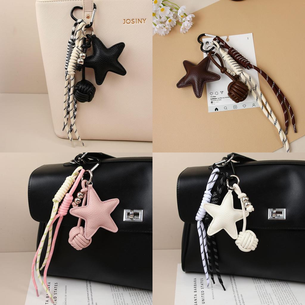 Pu Star Keychain Bag Pendant With Handcrafted Rope For Fashion Accessories
