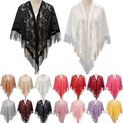 With Tassel Women Shawl Hollow Tulle Shawl Wedding Accessories Fashion Scarf  Women