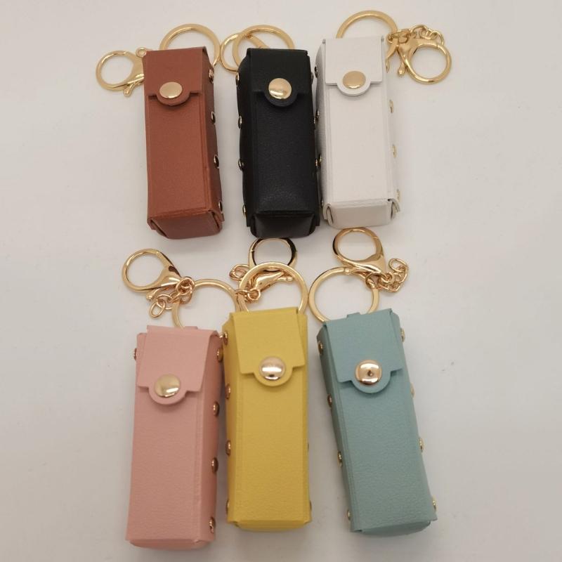 Luxuriöse Leder Lippenstifttasche Schlüsselanhänger Exquisite Aufbewahrungstasche Anhänger Lippenbalsamtasche Schlüsselanhänger Damen Accessoires Schmuck