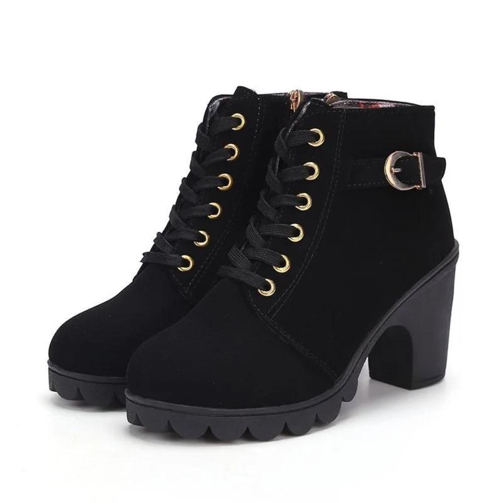 New Style Round Toe Thick Heel Lace Up Women's Boots Casual and Comfortable Thick Soled Riding Boots Shoes High