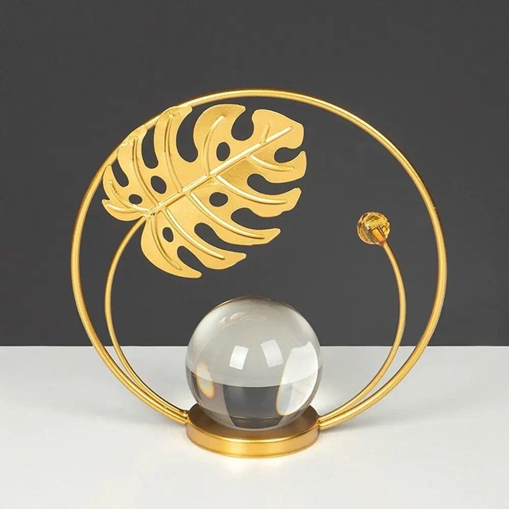 Nordic Leaf Crystal Ball Ornaments Leaf Shape Iron Maple Leaf Ornaments  Photography Props