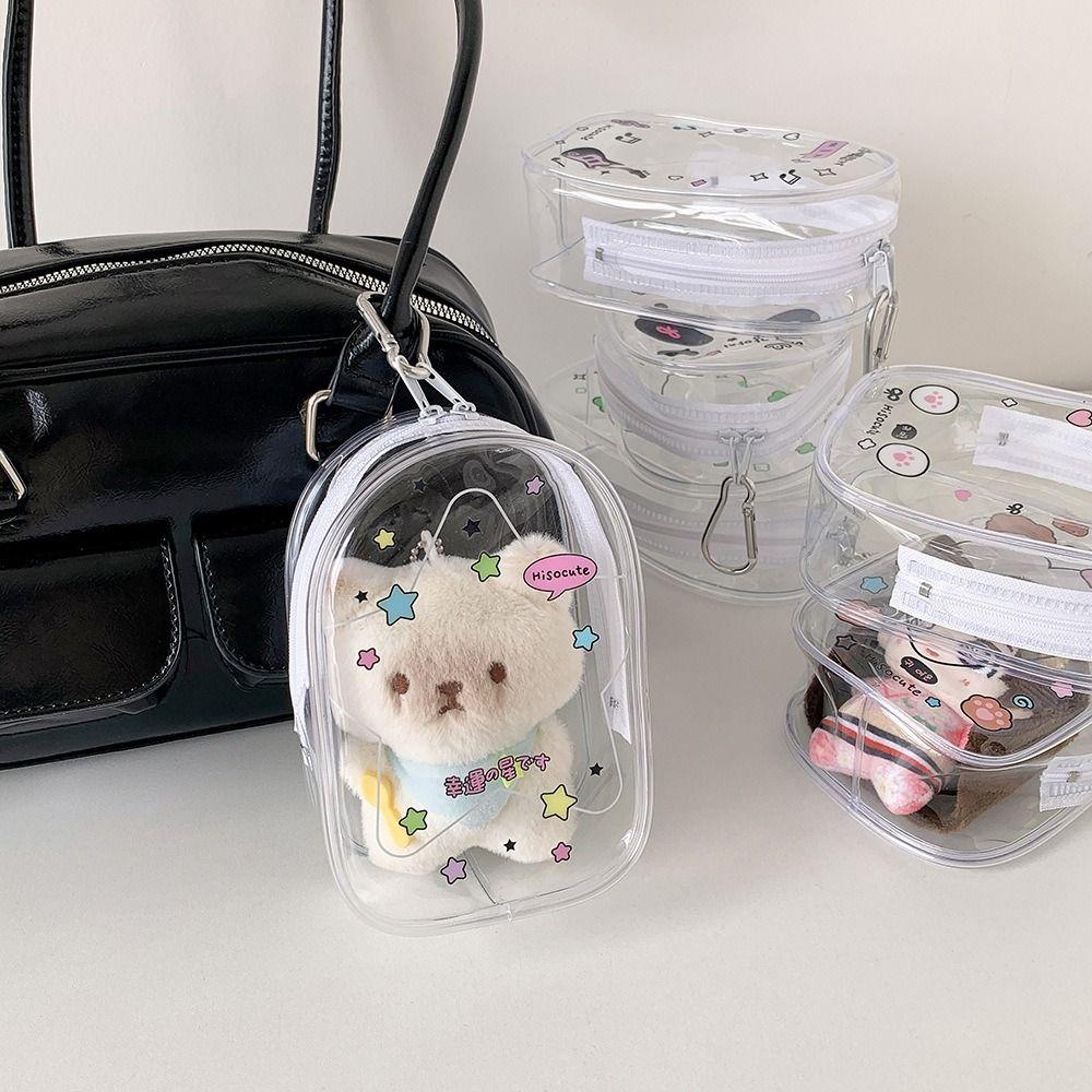 

2Pcs Cartoon Pattern Doll Storage Bag Protector Doll Transparent Case Daily Style 5