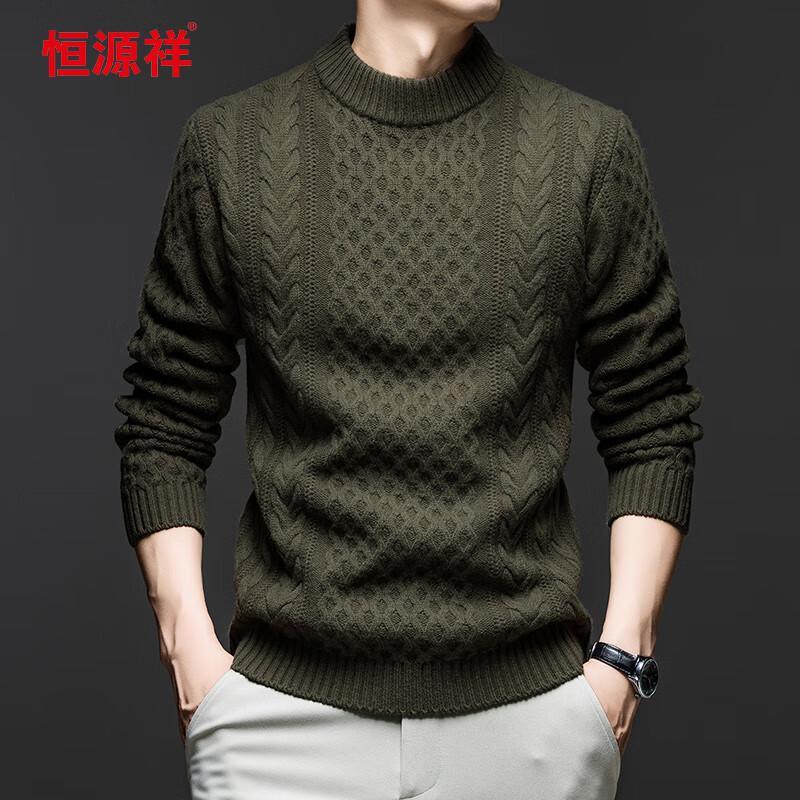 

Hengyuanxiang Men s 100% Wool Thickened Round Neck Knit Sweater 3XL (190)