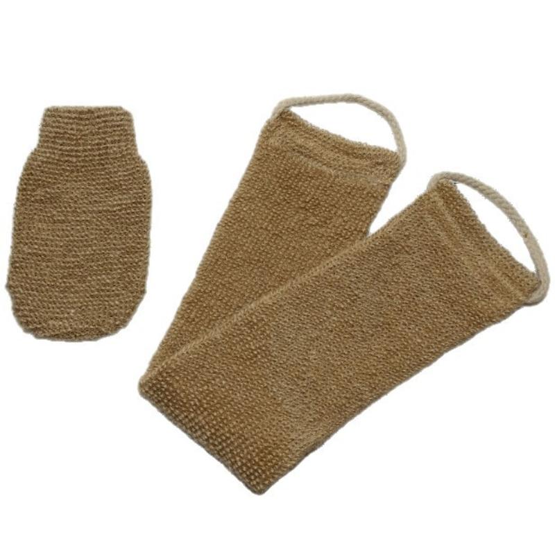 Ramie Jute Bath Towel Shower Towel Back Body Exfoliating Belt Shower Scrubber For Body Cleaning Bathroom Shower Strap