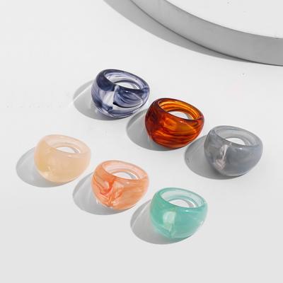 3pcs 2021 New Trendy Colorful Transparent Resin Rings Set for Women Korea Fashion Geometric Chunky Rings Aesthetic Zircon Gifts