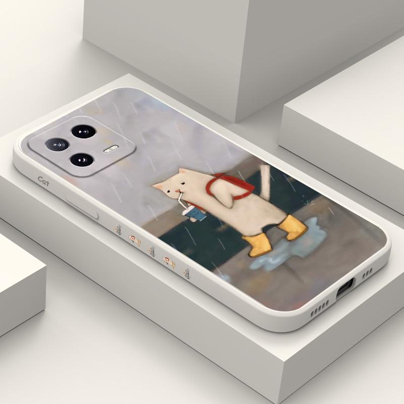 Paper Folding Cat Phone Case For Xiaomi Mi 15 14 14T 13 13T 12 12X 12T 12S 11 11T 10 10T 9 9T Pro Lite Liquid Silicone Cover