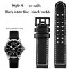 20mm 22mm Genuine Leather with Nails Watchband For Hamilton Khaki  H77616533 H70615733 Series Men's Watch Band Strap Wristband