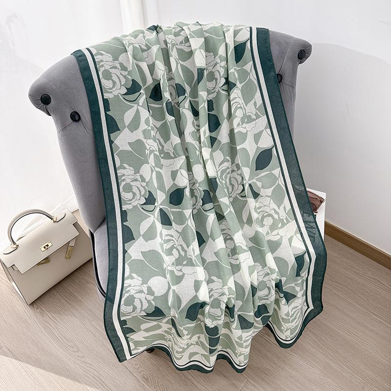 Summer thin cotton and linen scarf women's versatile temperament fashion silk scarf travel sunscreen scarf air-conditioned room shawl dual-purpose