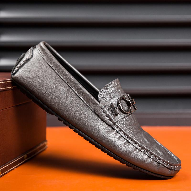 Fashion Hot Selling Man Low Top Leather Casual Shoes Crocodile Pattern Men's Business Shoes Moccasins Comfy Driving Shoes Slip on Flats