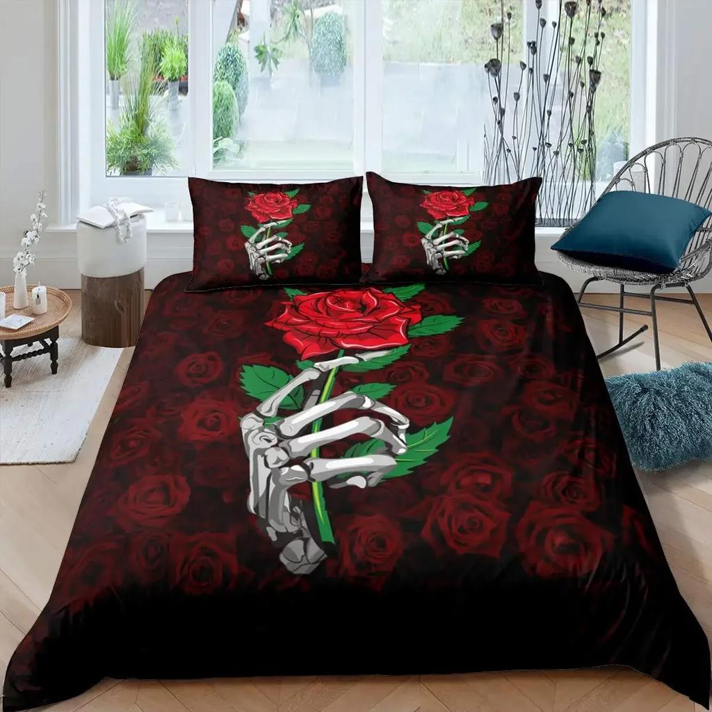 Halloween Tree Bedding Set Queen King Horror Theme Comforter Cover Gothic Spooky Twin Full Duvet Cover Branches Grey Quilt Cover