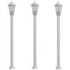 VidaXL Lampadaires d'extérieur 3 pcs argenté 120 cm acier inoxydable, éclairage au sol d'extérieur, éclairage au sol de 4006384