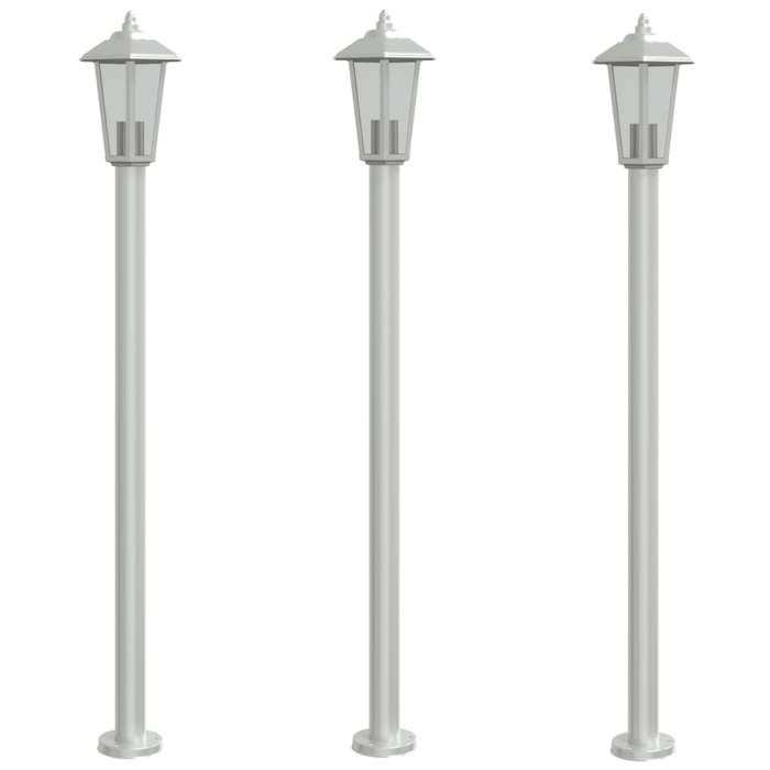 VidaXL Lampadaires d'extérieur 3 pcs argenté 120 cm acier inoxydable, éclairage au sol d'extérieur, éclairage au sol de 4006384