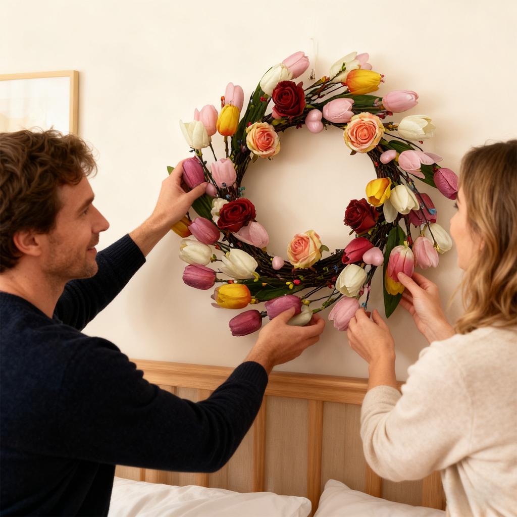 45cm 3D Valentine's Day Wreath Door Hanging Home Decoration, Mall Window Display, Christmas Decoration