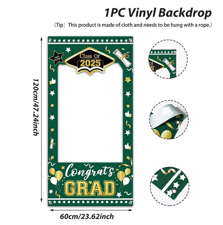 Black Gold Graduation Cloth Photo Booth Props Frame Class of 2026 Happy Graduation Season Party Decorations Grad Favors Supplies